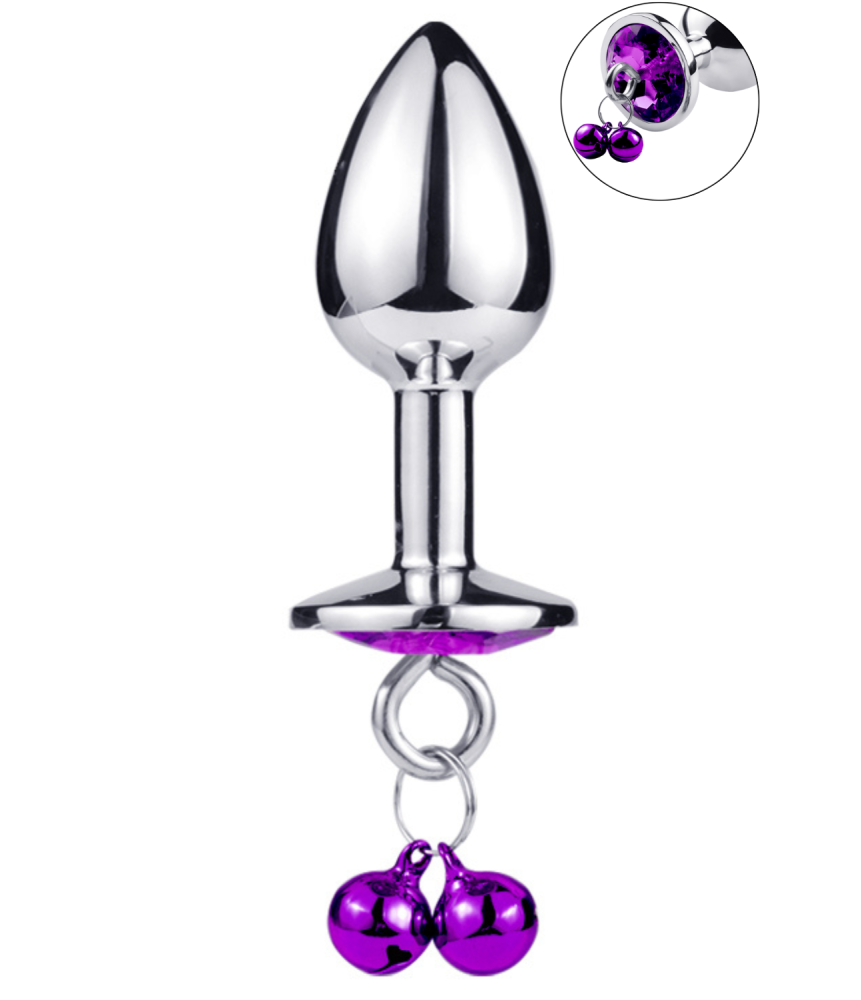 Plug bijou aluminium violet avec clochettes Taille S -  RY-001-A-ZB